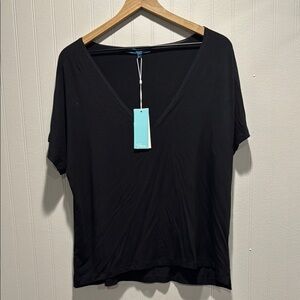 Black V-Neck Women's Top